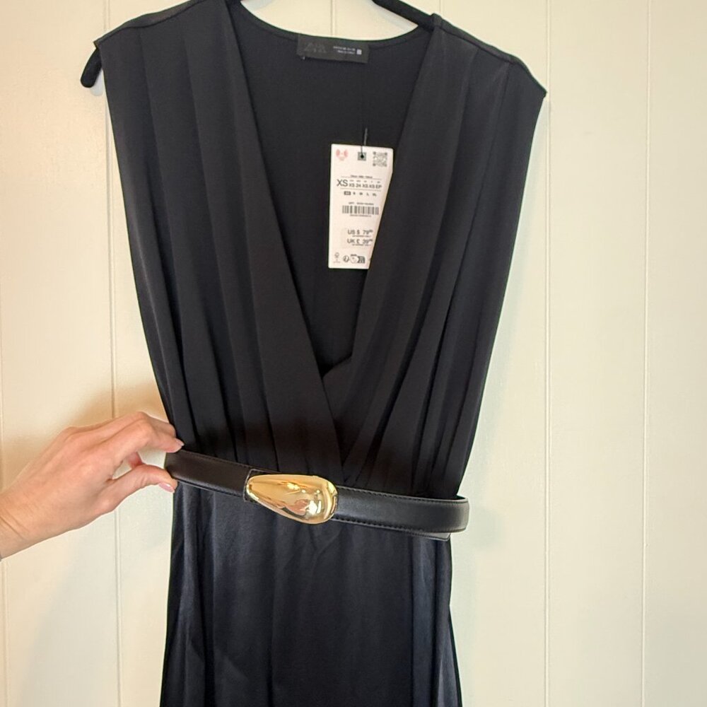 ZARA BELTED COMBINATION MIDI DRESS - Picture 3 of 8